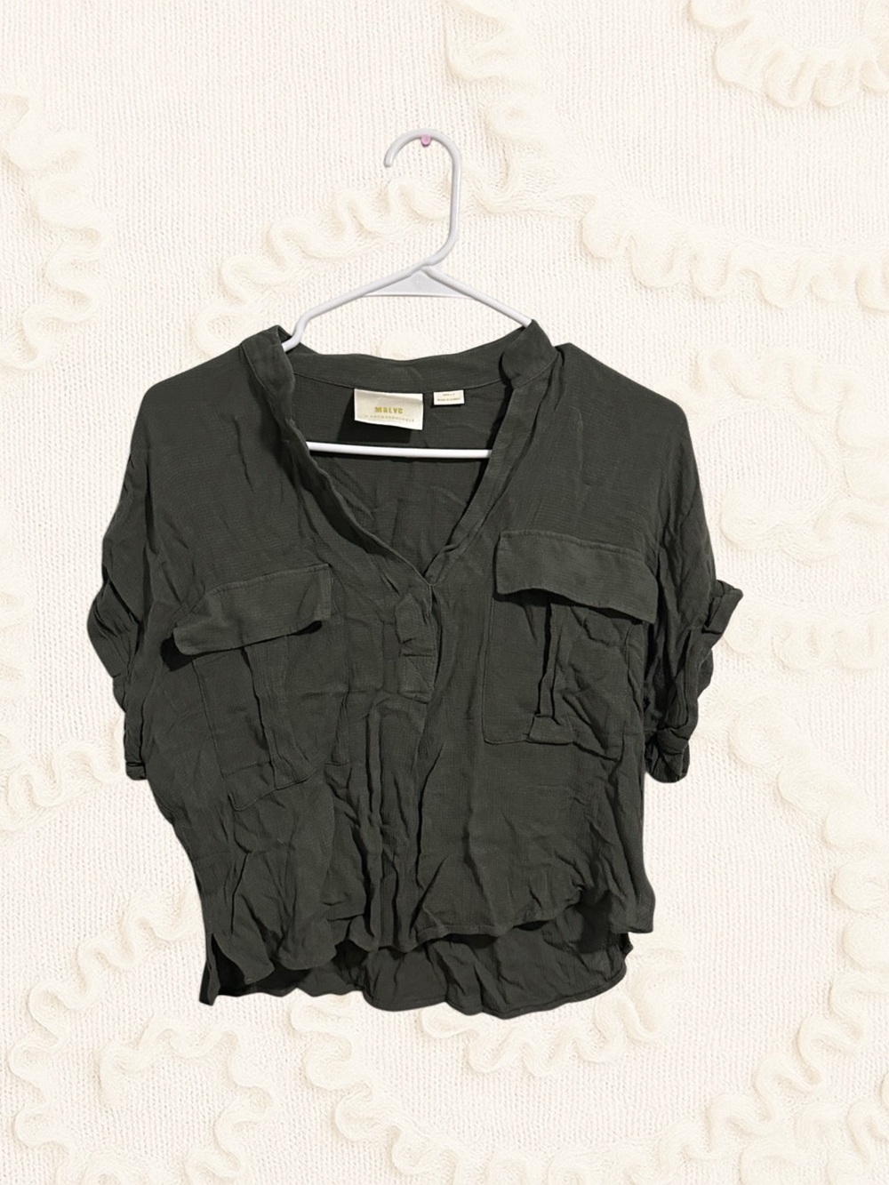Maeve Utility Pocket Blouse in Green Like New